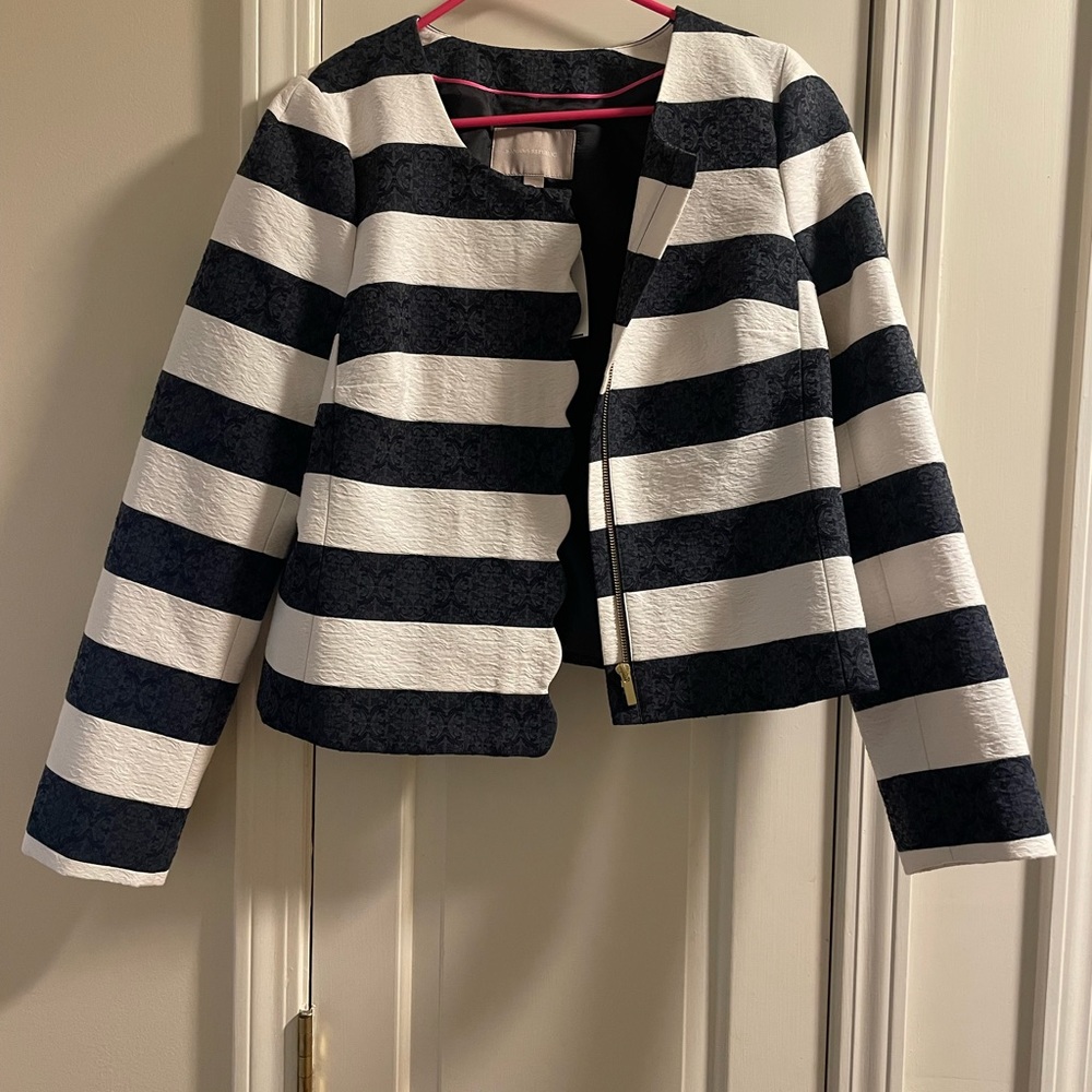 Banana Republic dark blue and white striped blazer